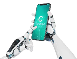 Agentes de IA y chatbots interactuando en un teléfono móvil