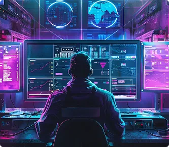 Centro de control con varios sistemas conectados entre sí