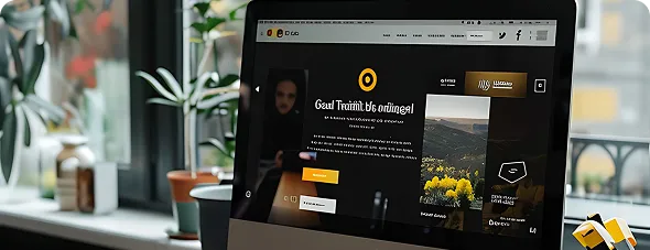 Portátil mostrando una web corporativa estática