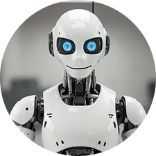 Robot de IA de aspecto amable, listo para conectarse a tus canales