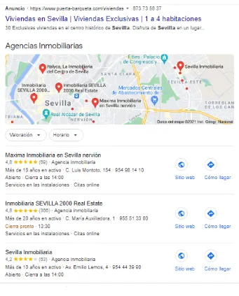 Seo local ejemplo local pack sevilla