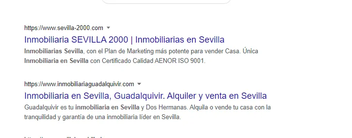 Seo local ejemplo resultados organicos sevilla